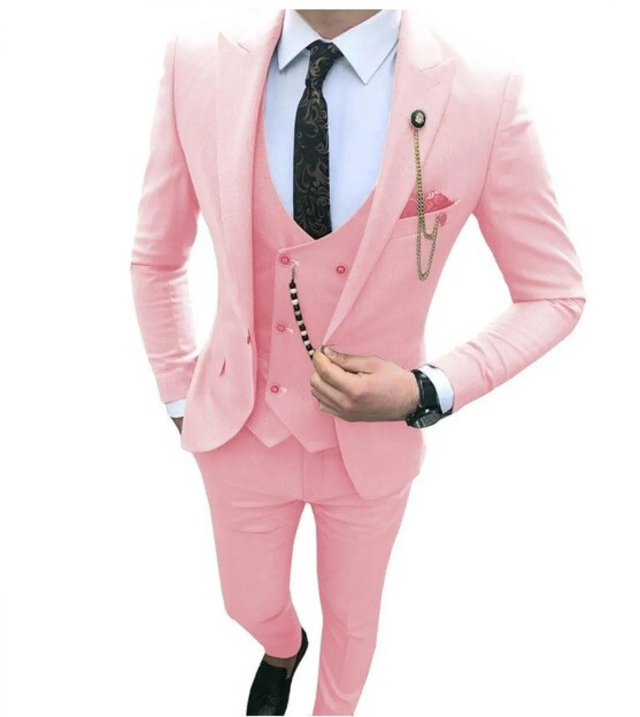 3 pezzi Abiti da uomo Slim Fit Abiti da lavoro Sposo Costume colorato Homme Smoking per abito da sposa formale giacca  pantalo