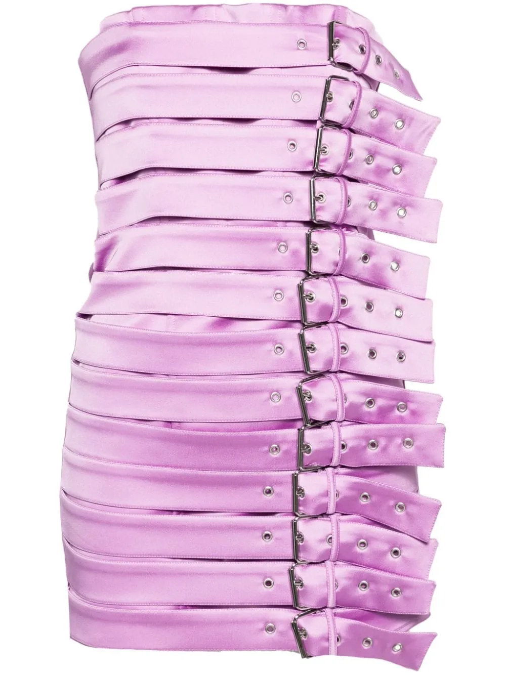 Abito mini con fibbie decorative in lilla - donna