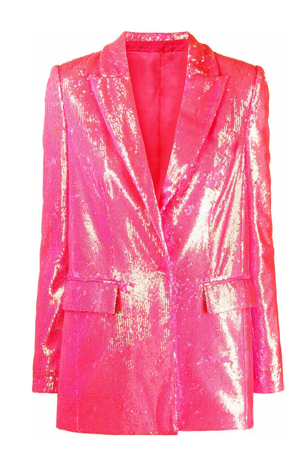 Blazer da festa da donna con paillettes rosa scintillante