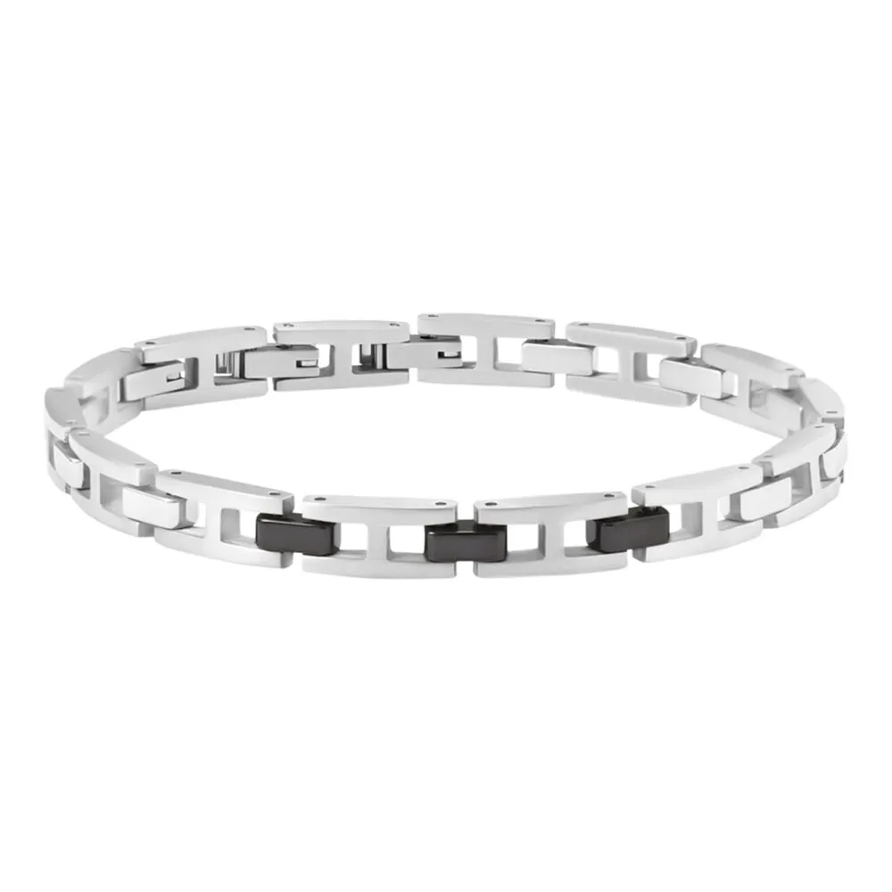Bracciale Man Code Acciaio Bicolore Bianco / Nero 19 + 3 cm 1664066