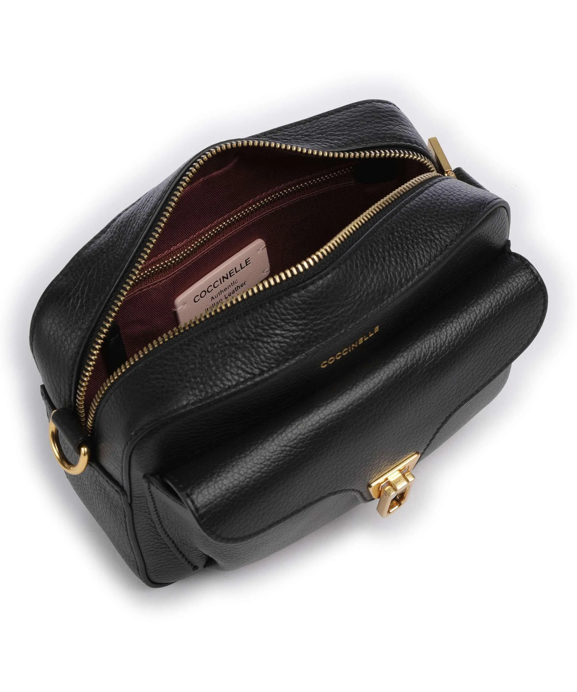  Coccinelle Beat Soft Ribbon Borsa a tracolla pelle granulata nero  