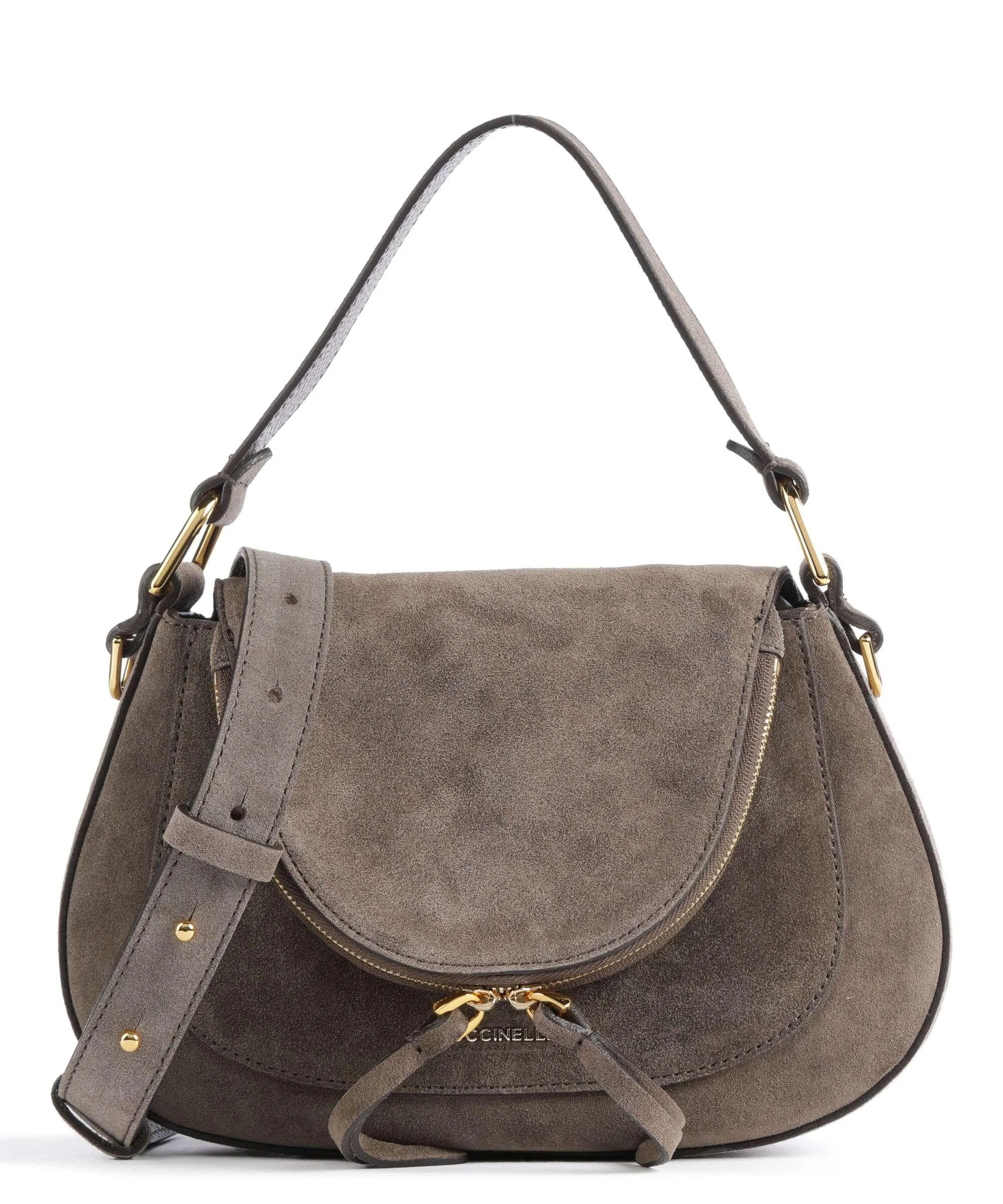  Coccinelle Sole Suede Borsa a mano pelle ruvida marrone scuro  