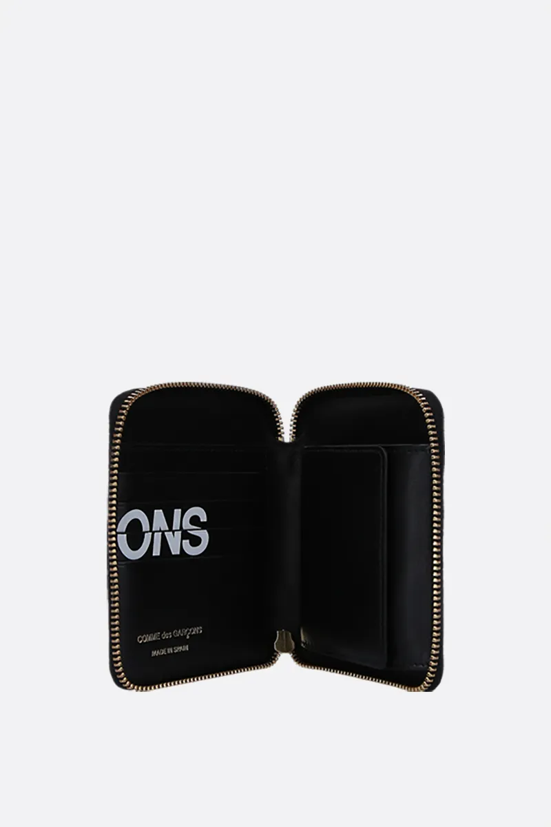  COMME des GARCONS WALLET portafogli zip-around small in pelle liscia stampa logo 