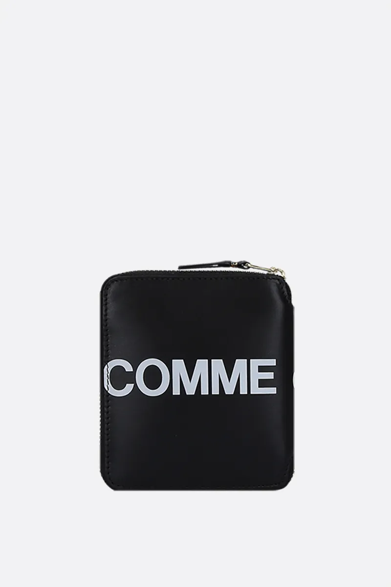  COMME des GARCONS WALLET portafogli zip-around small in pelle liscia stampa logo 