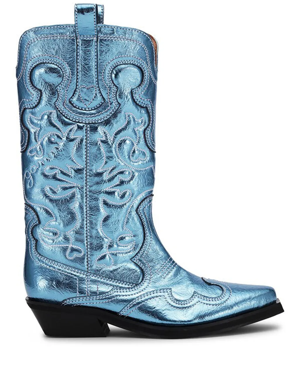 GANNI STIVALI MID SHAFT EMBROIDERED WESTERN