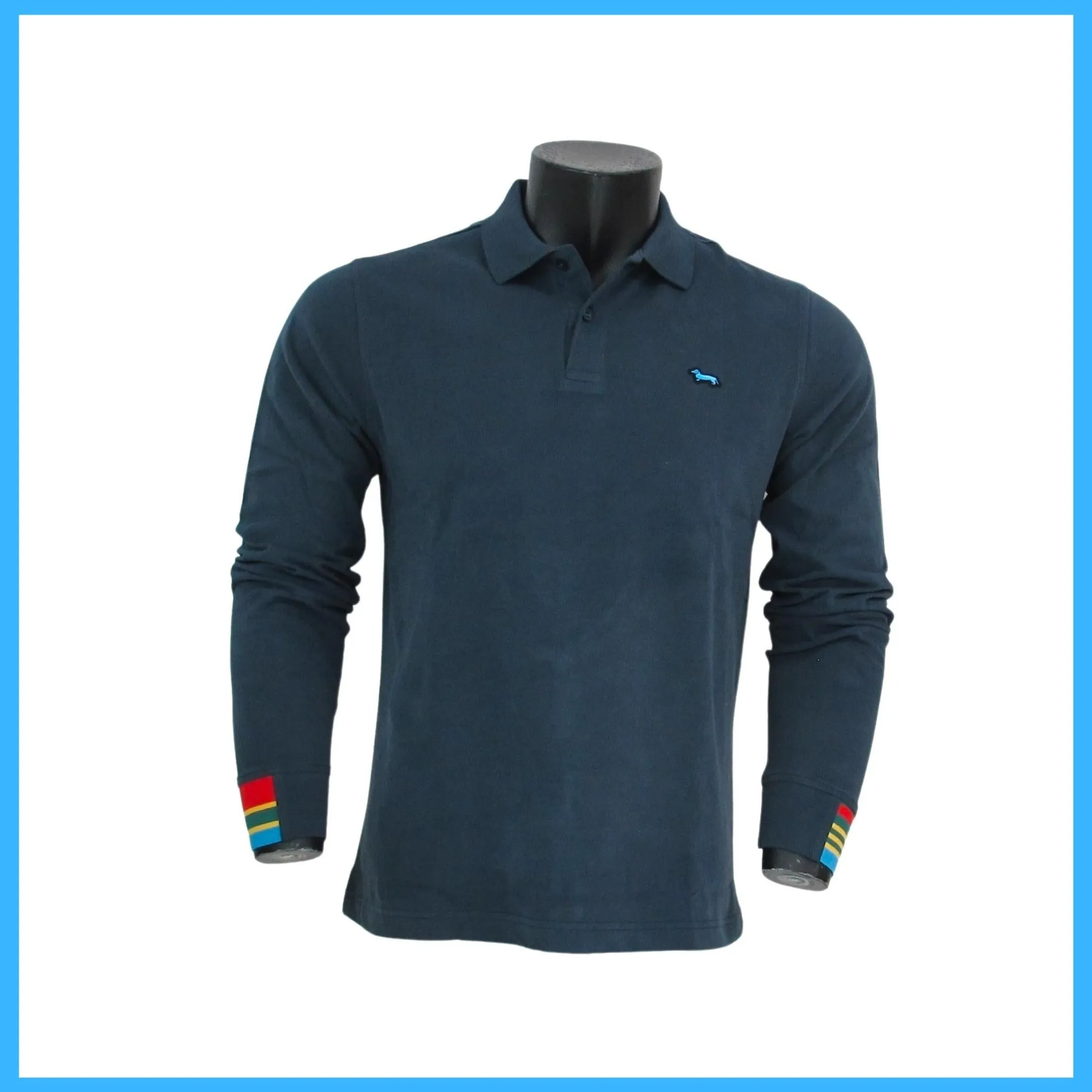 HARMONT&BLAINE polo uomo manica lunga LRI309 021109 801 BLU inverno 2022