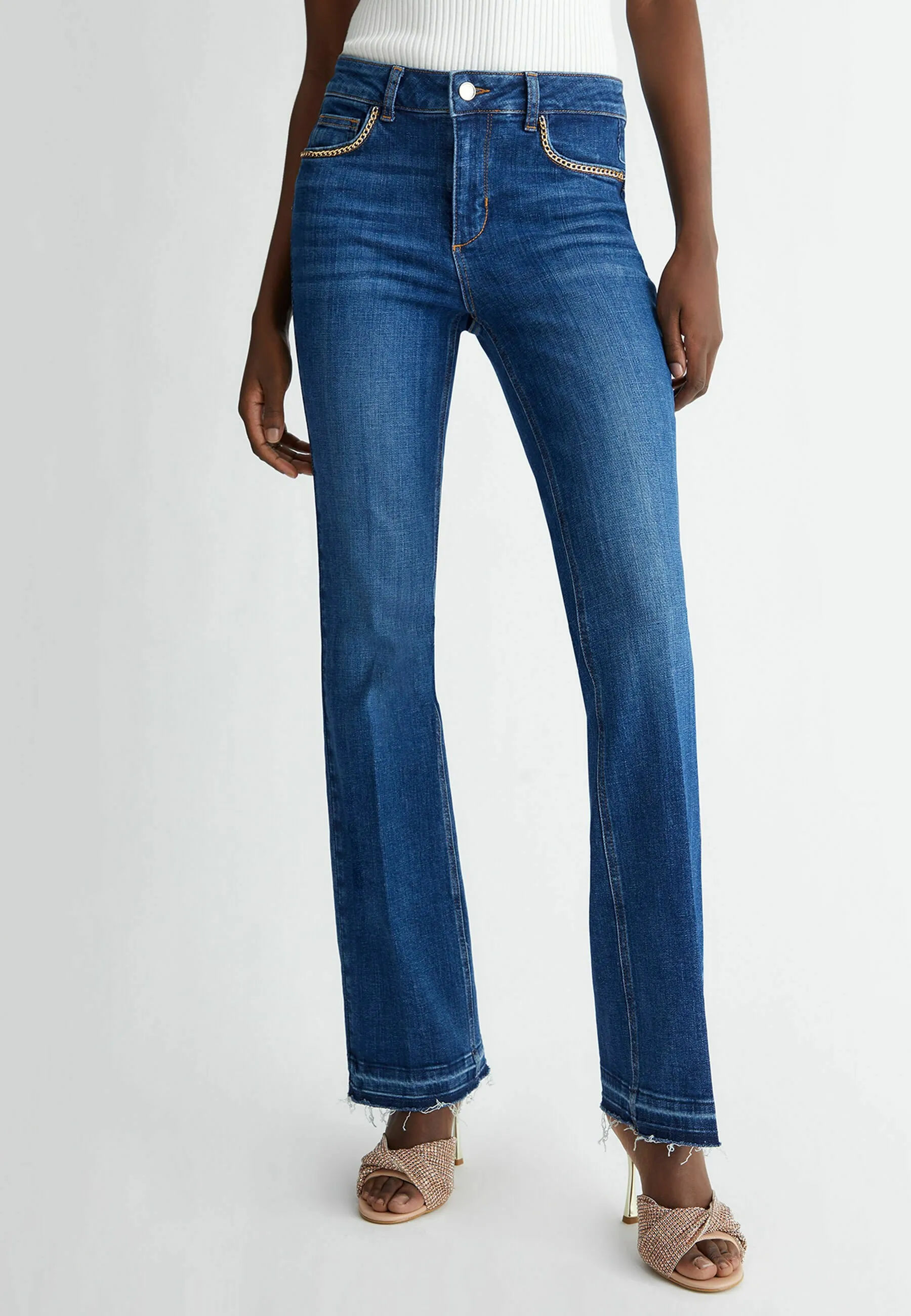 HIGH-WAISTED WITH CHAINS - Jeans a sigaretta