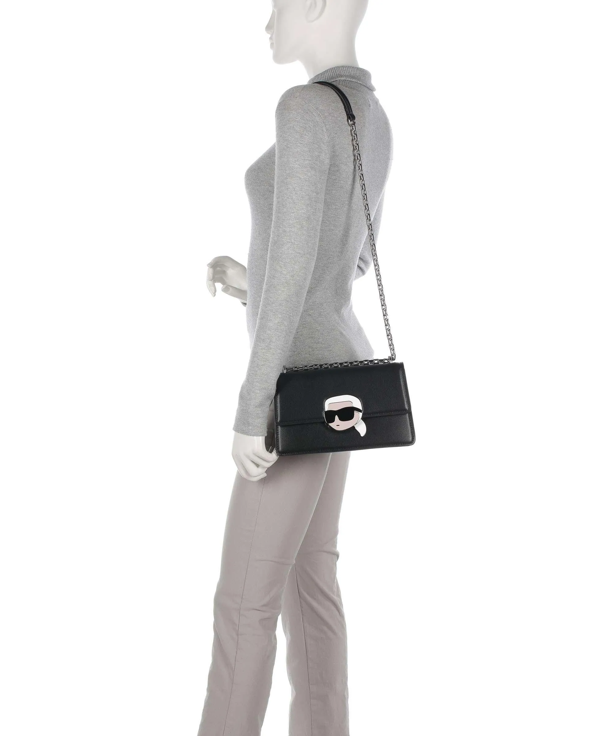  Karl Lagerfeld K/Ikonik 2.0 Borsa a spalla pelle di vacchetta finemente grana nero  