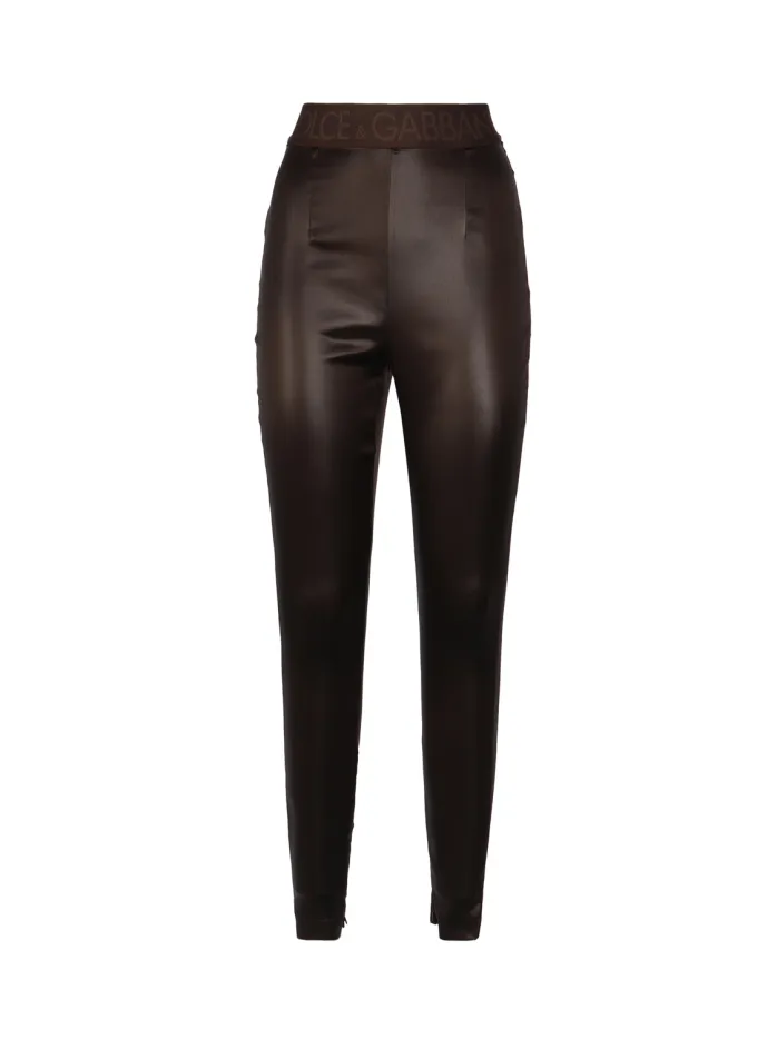 LEGGINGS IN RASO LUCIDO CON ELASTICO LOGATO
