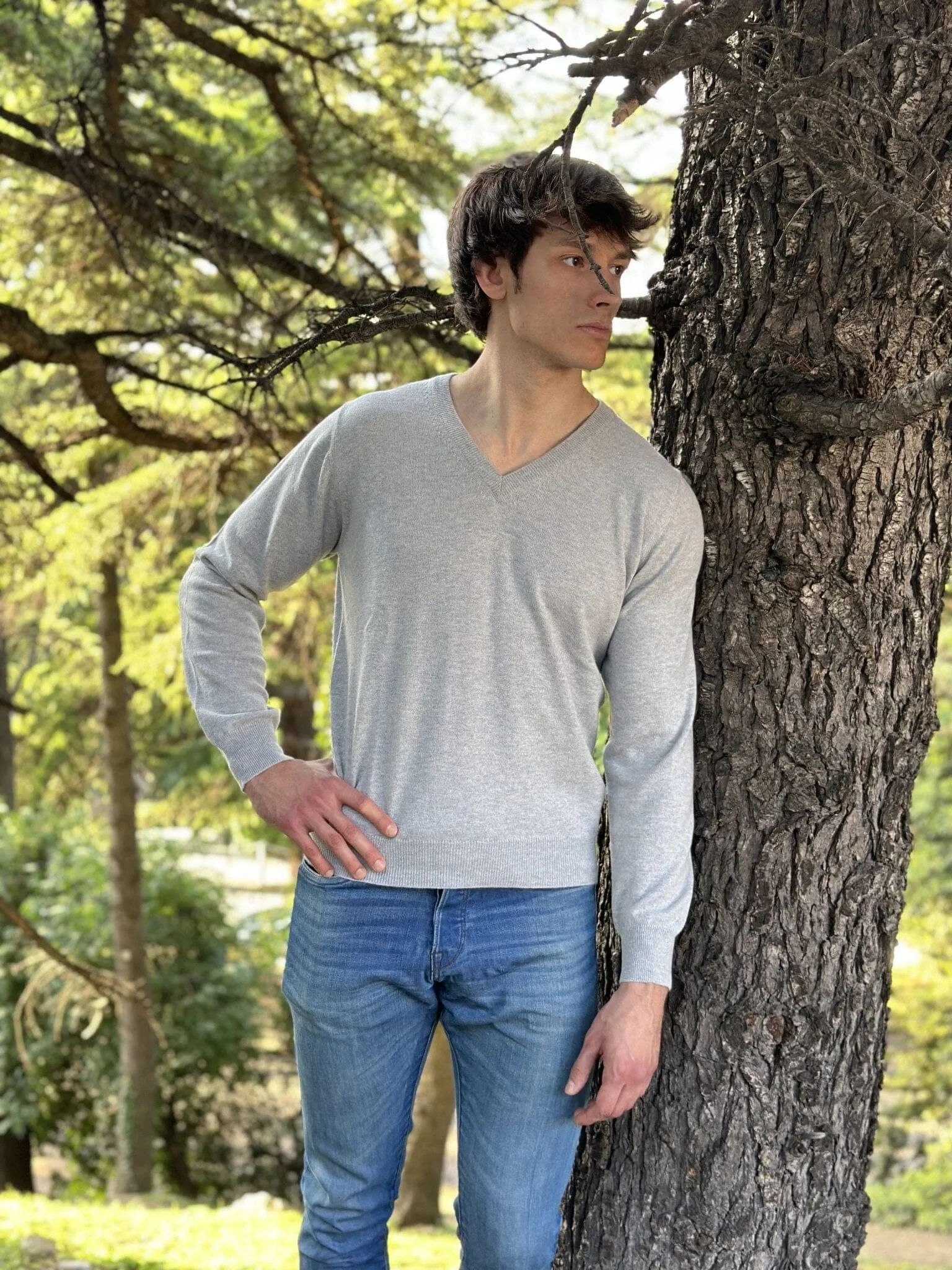 Maglia Uomo 100% Puro Cashmere Scollo a V