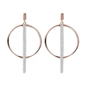 Orecchini Pendenti con Cerchio e Barra Centrale in Zirconi Rosè Donna Bronzallure