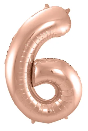 Palloncino Foil numero 6 in oro rosa 86 cm