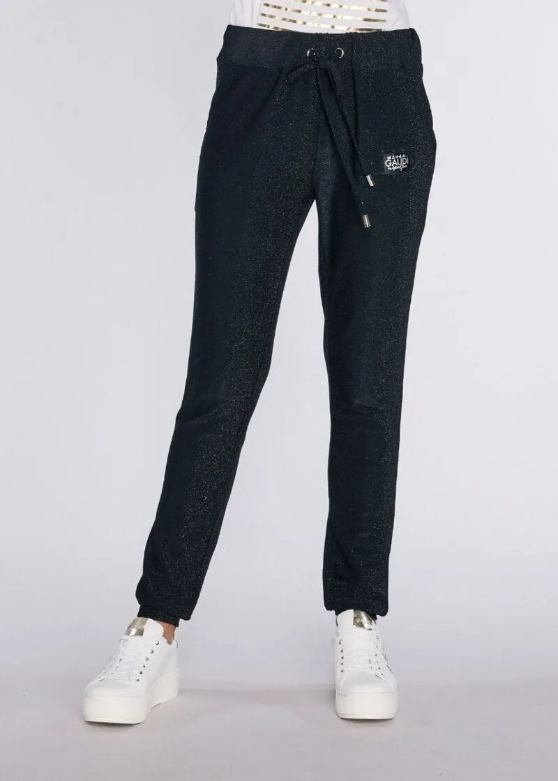Pantaloni jogging in jersey e lurex