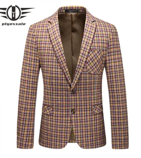 Plyesxale Moda Uomo Blazer scozzese Giacca Slim Fit Blazer Casual Masculino 5xl 6xl Uomo Prom Party Blazer Luxury Brand