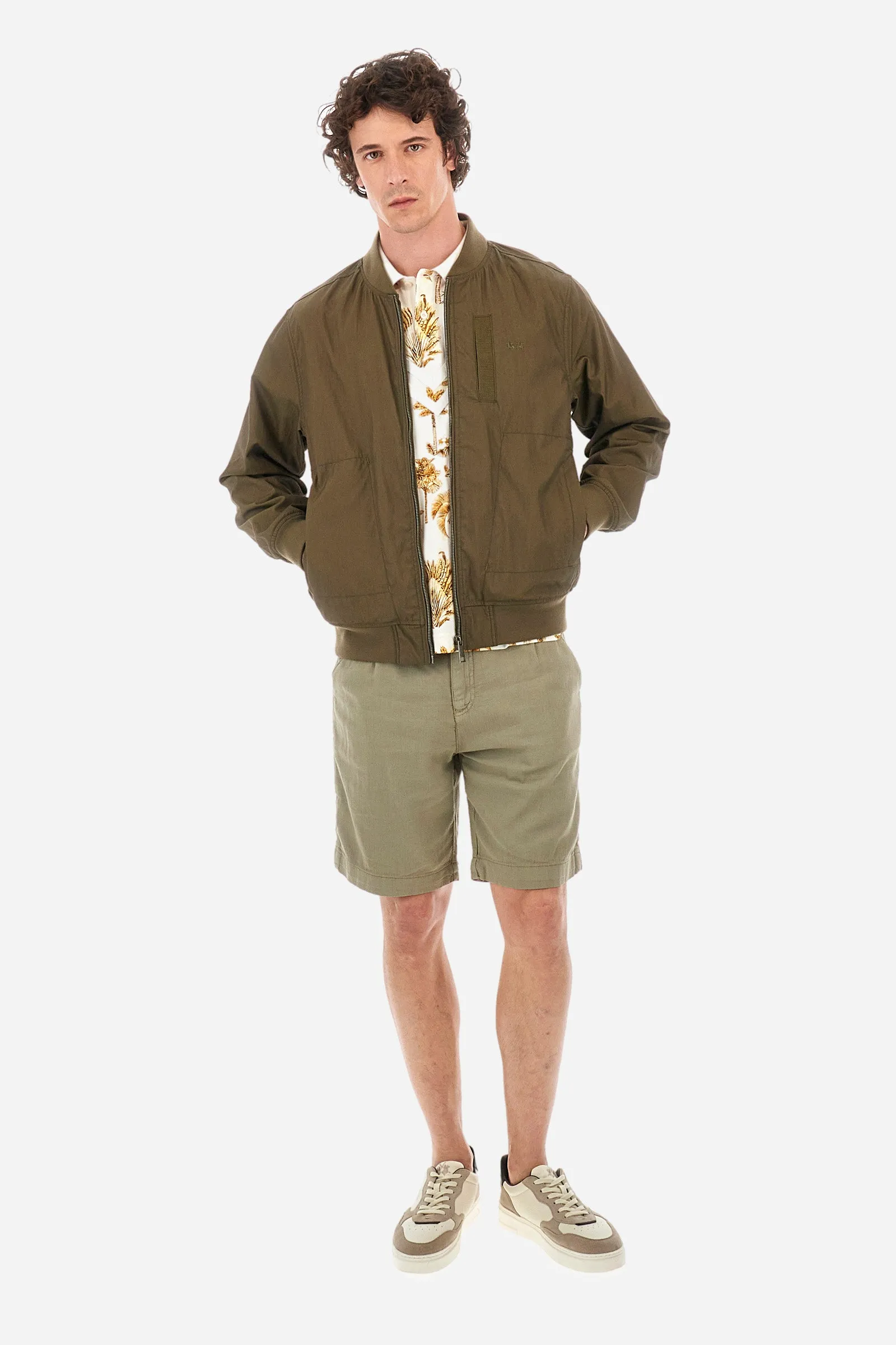 Regular-fit bomber jacket in mixed cotton - Yochonon