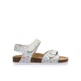 Sandali bianchi stampa mare con fibbie