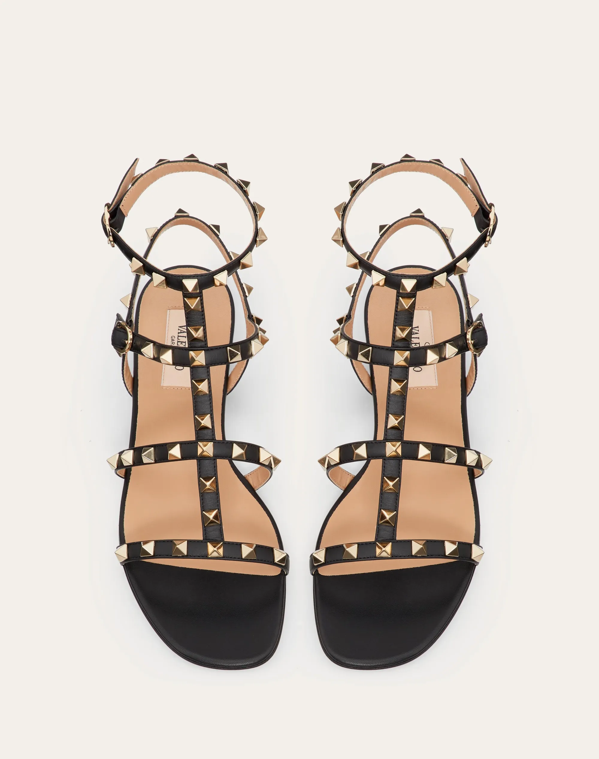 SANDALO BASSO ROCKSTUD IN VITELLO CON CINTURINI