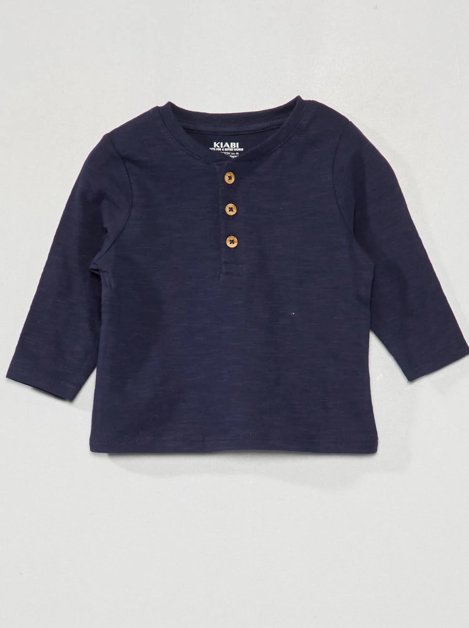 T-shirt in jersey a maniche lunghe - blu nero
